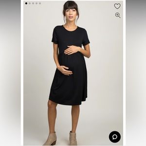 PinkBlush Ivory Solid Crochet Trim Maternity Shift Dress S